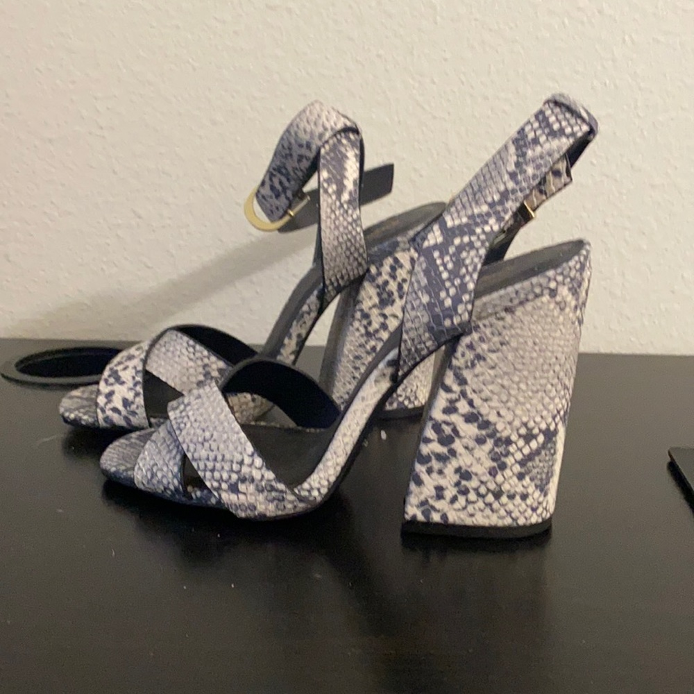 Snake print block heels!